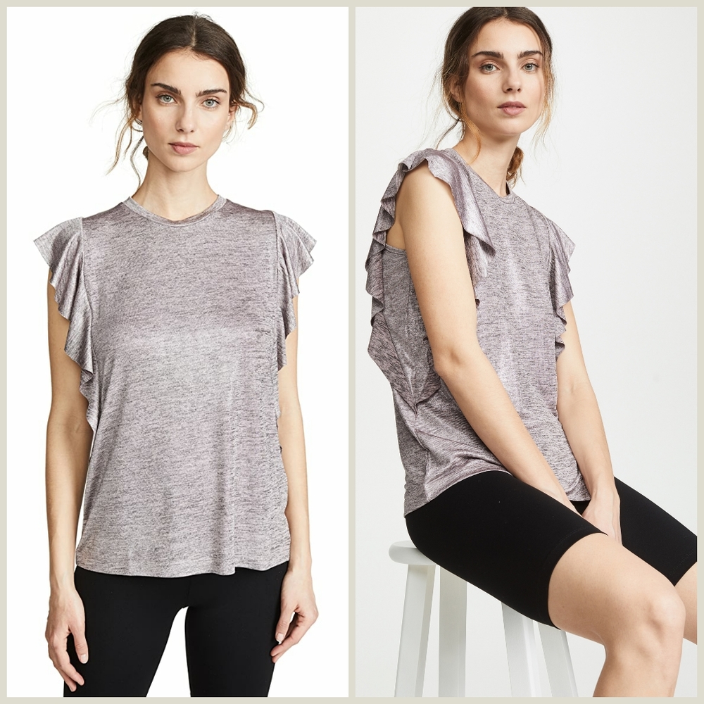 David Learner Ruffle Tank Metallic Pink Silver